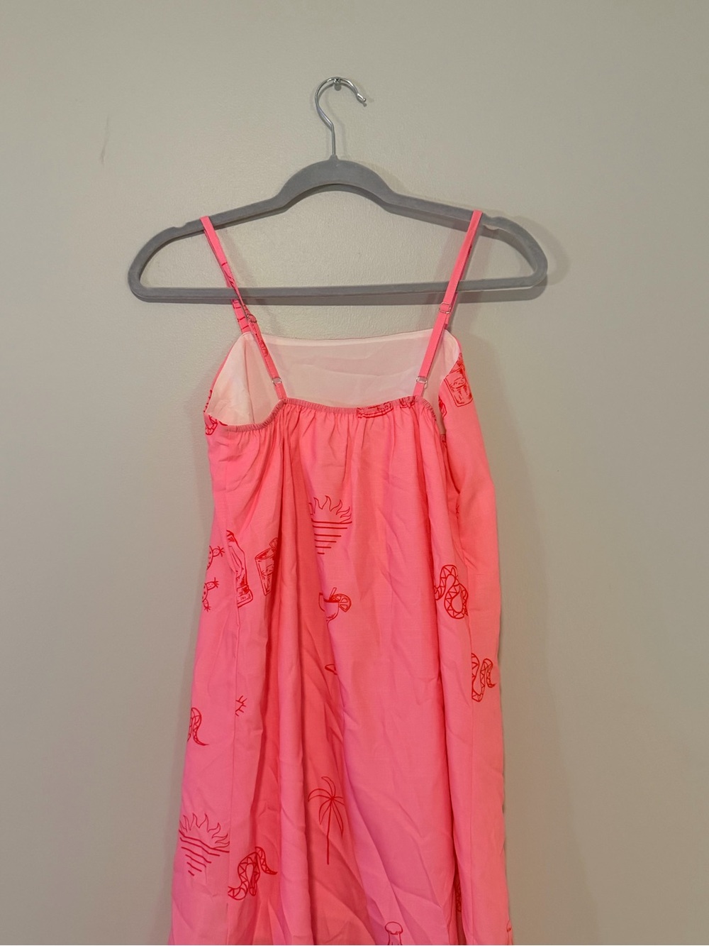 Bright Pink & Orange Tropical Cocktail Print Mini Dress - Picture 4 of 6